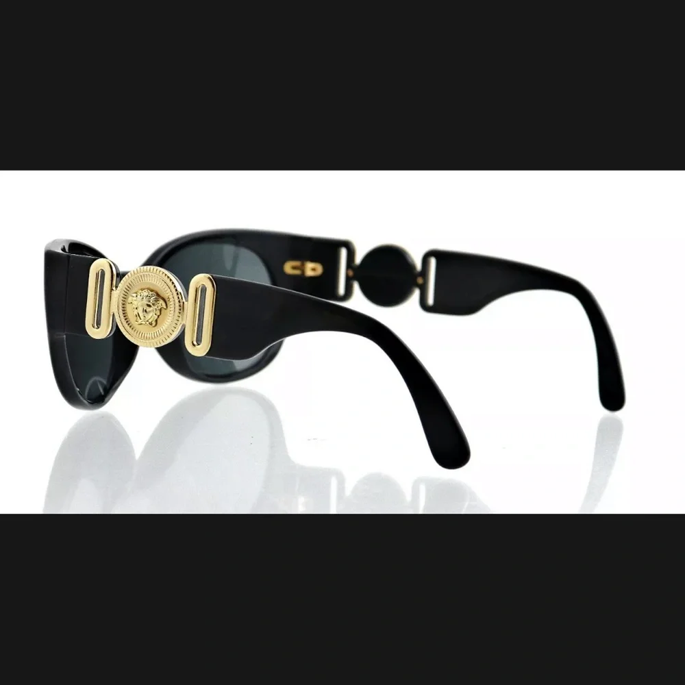 Versace Black Sunglasses with Gold Medallion Temple NWT